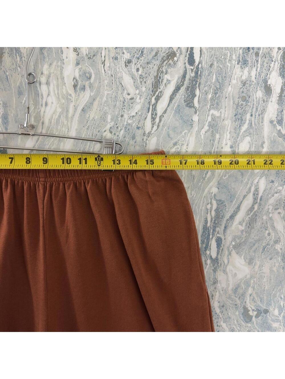 Artsy Boho Minimalist Lagenlook Avant-Garde Brown Wide Leg Sweatpants (XL) - Picture 5 of 8
